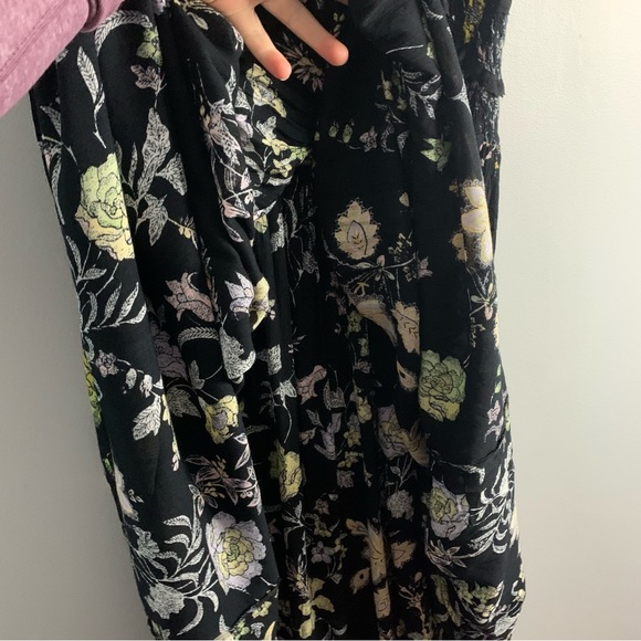Free People Women's Tank Maxi Dress Floral Boho Black Smocked Flowy Medium M - Picture 10 of 12
